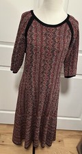 CB Established 1962 Fit & Flare 3/4 Sleeve Black Red Cream Sweater Dress XL Soft