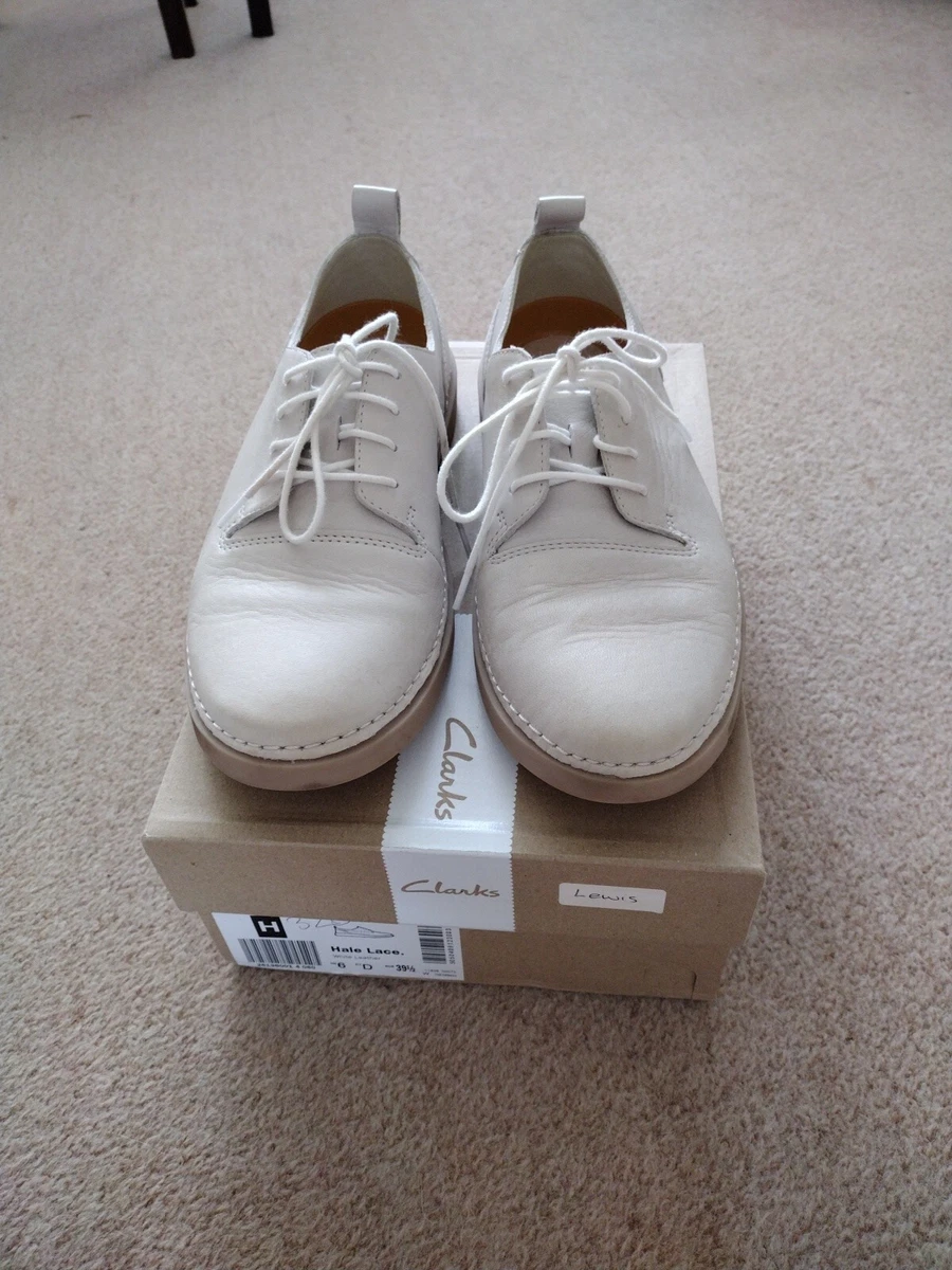 Clarks Active Air Hale Lace Ladies White Leather Lace Up Shoes Size 6D 39 VGC