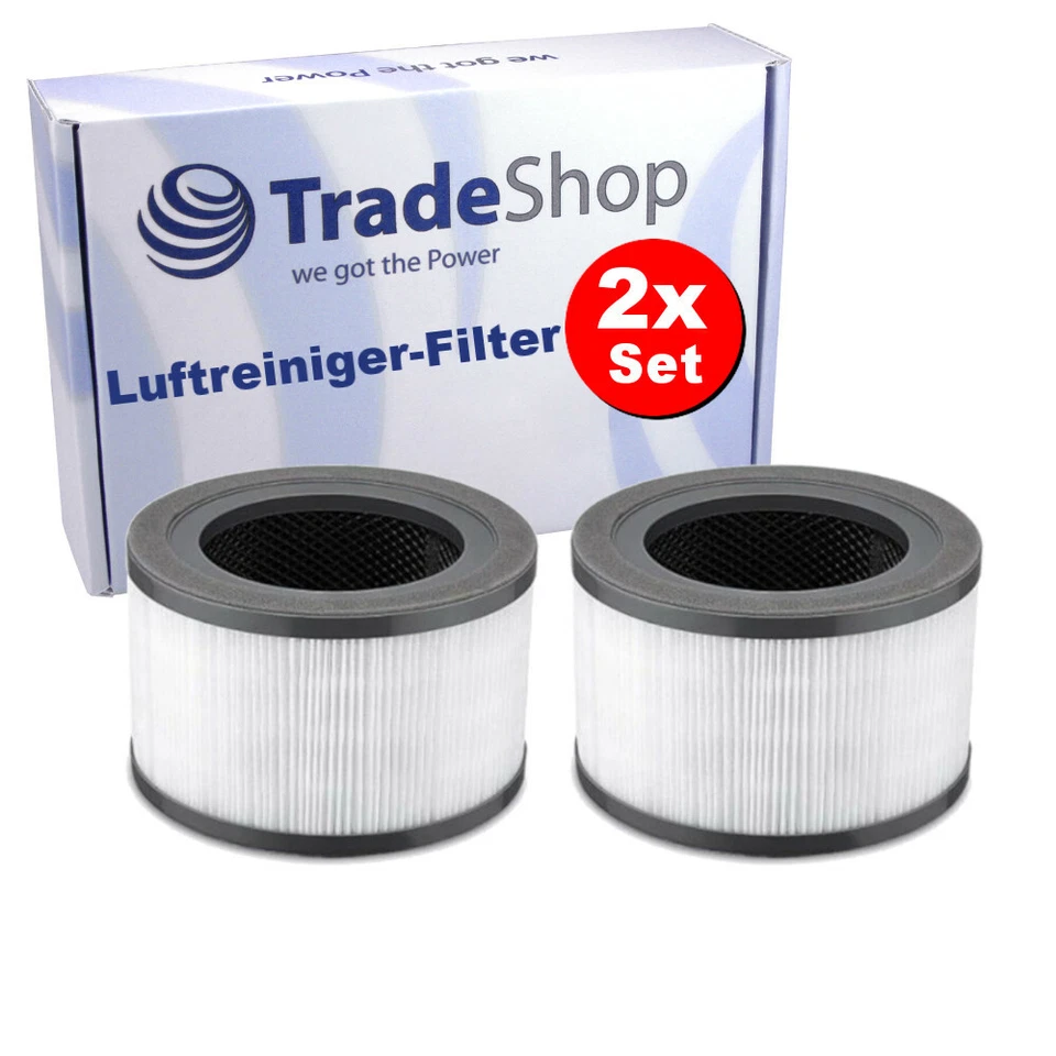 TRADE-SHOP 2x Ersatzfilter, HEPA-Kombifilter & Aktivkohlefilter für Levoit Vista 200