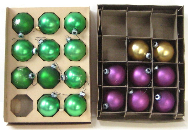 SHINY BRITE (by Franke) 19 Vintage Christmas Mercury Glass Ornaments and 2 Boxes