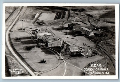 c1940's School Of Mines And Technology Aerial View Rise SD RPPC Photo Postcard