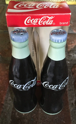 1996 NOS 5½'' COCA-COLA Pop Soda Salt & Pepper Shakers Ceramic Unused COKE 