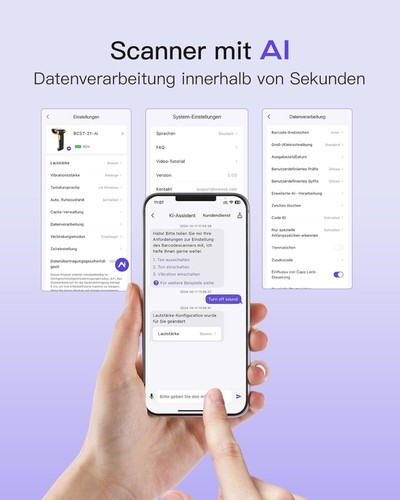 Inateck 1D Barcode Scanner KI Bluetooth Handscanner Kabellos 2000mAh App und SDK - Bild 3 von 8