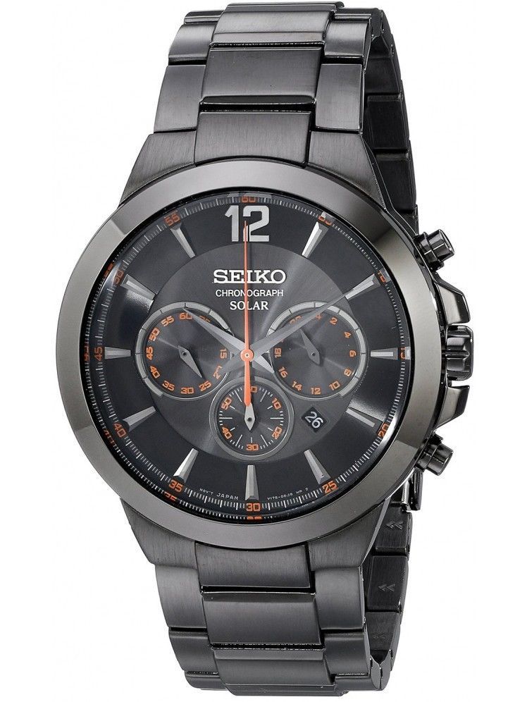 New Seiko SSC323 Black Plated Solar Chronograph Stainless Steel