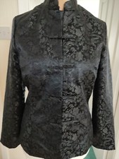 Anne Carson Black Oriental Chinese Mandarin Collar Occasion Jacket. Size 12