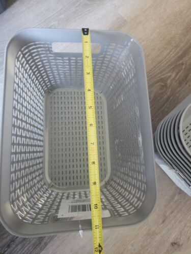 9 pack gray pantry closet storage organizer plastic bin baskets with handles - Picture 6 of 8
