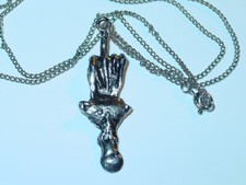 MIDDLE FINGER w/ SPOON 24" VINTAGE 1970's HEADSHOP NECKLACE MADE IN USA