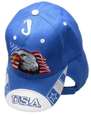 Waving USA American Bald Eagle White Bill Royal Blue Embroidered Cap CAP679 Hat