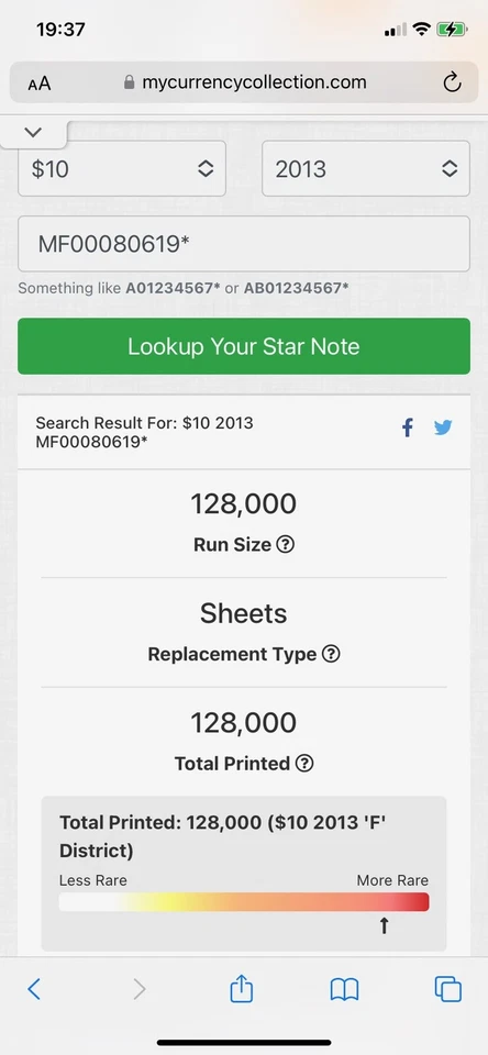 $10 Dollar Bill USD Rare Star Note Mint Condition View Official Report in Photos - Image 2 of 4