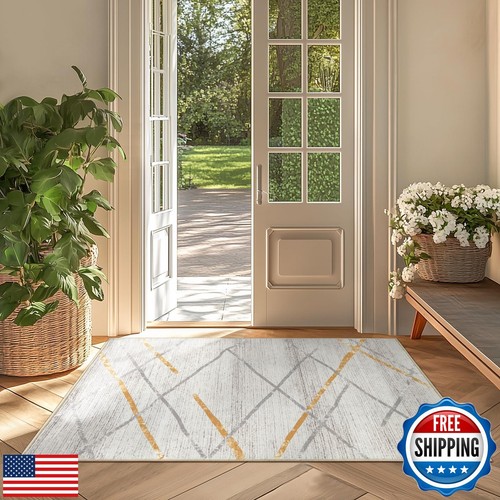 jinchan Tapis Moderne 3x5 pour Salon, Marocain Géométrique Antidérapant Stai