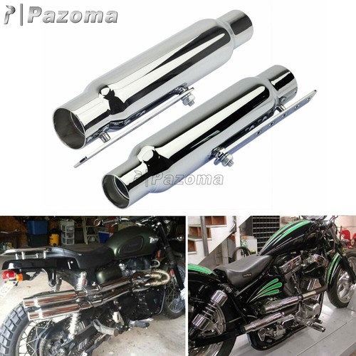 Pair 12" Shorty Exhaust Pipe Muffler 1 1/2" 1 3/4" Inlet Universal For Cafe Race eBay