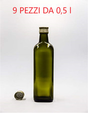 BOTTIGLIE MARASCA VETRO VERDI PER OLIO CON TAPPO 9 PEZZI DA 0.5 LITRI OFFERTA 