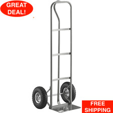600 lb. Convertible Hand Truck With 10" Pneumatic Wheels Utility Dolly Gray 