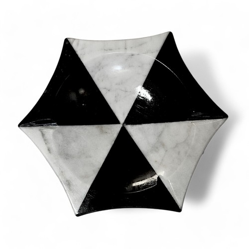White Carrara Marble Star Ashtray Home Decor Checkered 20cm - Photo 2 sur 4