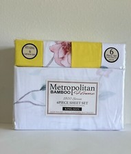 METROPOLITAN BAMBOO 1800 SERIES 6pc SHEET SET KING SIZE, 2 free pillowcases,
