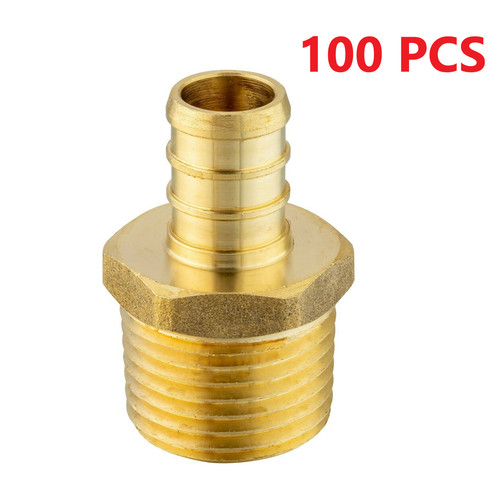 100 PCS 1/2" PEX x 1/2" Male NPT Threaded Adapters Crimp Fittings (LEAD-FREE)