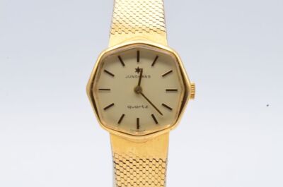 Goldene Damenuhr 14 Karat 585 Gold Uhr Herren Junghans Montre Pour