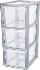 3 Drawer Plastic Storage Organizer tower unit A5 Storage Drawers Desktop Table