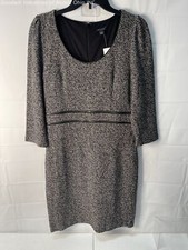 NWT Ann Taylor Black/Gold Metallic Tweed Women's Dress, Sz. 10