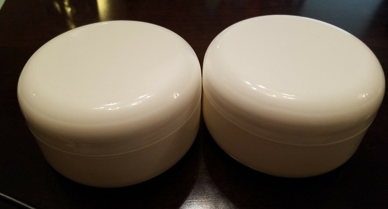 Round Cosmetic container Double Wall White low profile lotion containers 2 domed