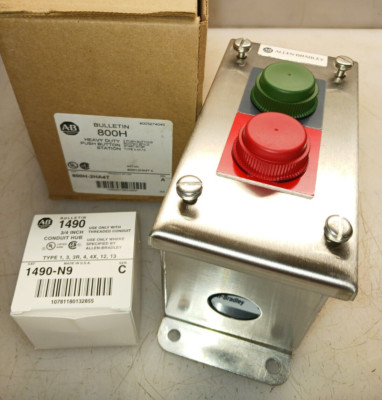 NEW ALLEN BRADLEY 800H-2HA4T STAINLESS STEEL START/STOP PUSH BUTTON ENCLOSURE