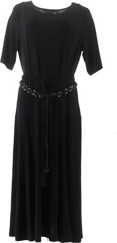 Nina Leonard Sylvia Midi Dress BLACK M 