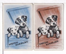 Two Single Vintage ID Named Dogs, "Special Handling", Playing Card DA 6-21 A,B