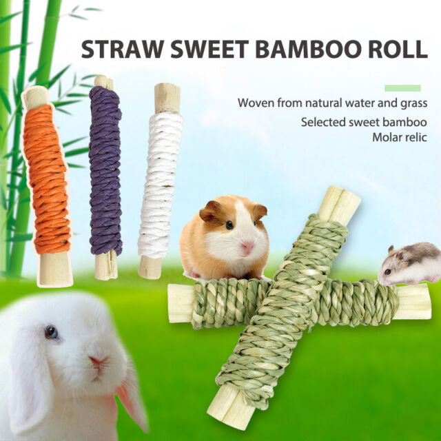 Pet straw sweet bamboo roll rabbit chinchilla guinea pig molar food snack tLN