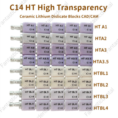 Dental C14 HT Blocks Ceramic Lithium Dislicate Emaxx CAD/CAM Cerec Blocks Bleach