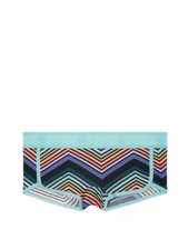 Victoria's Secret Pink Logo Boy short Panty Rainbow Chevron Ribbed MediumNWT