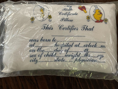Vintage Chick Egg Birth Certificate Nursery Infant Pillow Baby Announcement Hatc