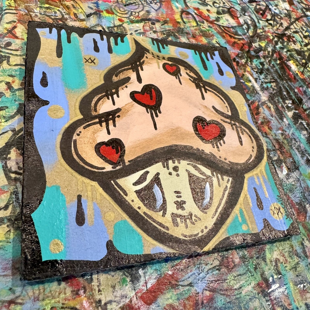 Ghostgrl Graffiti Art ORIGINAL Street Pop 4x4 PAINTING USA Heart
