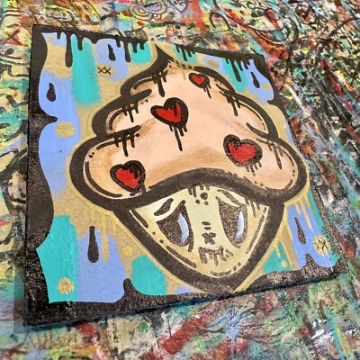 Ghostgrl Graffiti Art ORIGINAL Street Pop 4x4 PAINTING USA Heart
