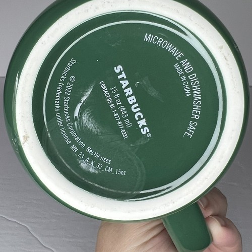 Starbucks 15 Fl Oz Mug Coffee Cup Variegated Green Marbled Ceramic with Siren - Picture 7 of 10