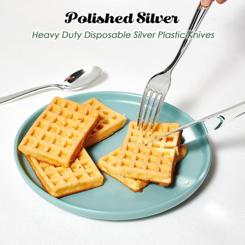 300 Pack Disposable Silver Plastic Forks, Solid and Durable Plastic Cutlery F... - Picture 5 of 12