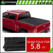 Tonneau Cover 5.8Ft Short Truck Bed For 2004 - 2021 Silverado/Sierra Soft 4-Fold