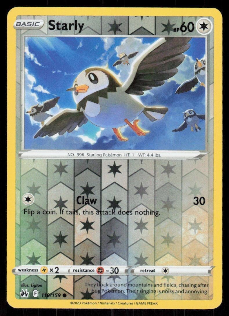Starly - 110/159 - Reverse Holo - Crown Zenith - Pokemon -  NM/M