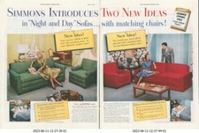 1951 Simmons Sofa Night Day Chairs Hide a Bed Tilt Away Sofa Vtg Print Ad SP19