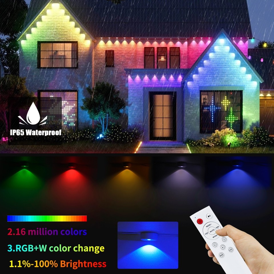 Permanent Outdoor Christmas Lights,150ft 108LED Eaves Lights with