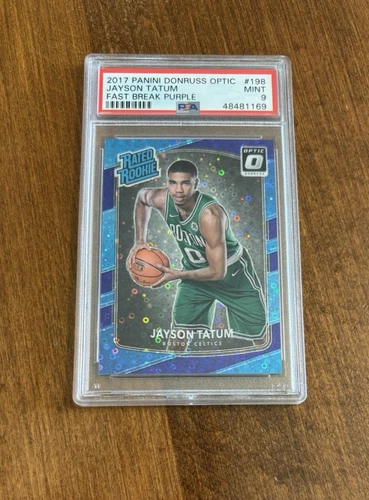 Jayson Tatum 2017-18 Optic Rated Rookie Fast Break Purple Celtics /155 RC PSA 9
