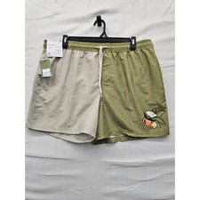 Goodfellow  Co Mens XL Swim Trunks 5" Inseam Green Tan Colorblock Citrus G9356E