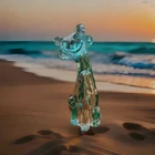11" WINKING ALLEY CAT FENTON ART GLASS TURQUOISE AQUA CARNIVAL IRRIDESCENT
