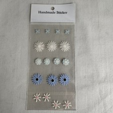 Handmade Sticker White Blue Daisies Flowers Dimensional Scrapbook Stickers Sheet