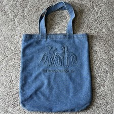 Rare Vintage 80s GREYHOUND HUGE Denim 100% Cotton Tote Bag Embossed Made in USA