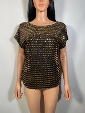 Vintage 80s/90s Gold Sequin Top Made In USA Size L