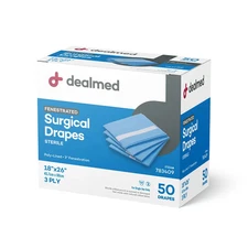 Dealmed Fenestrated Surgical Drapes | Sterile 3-Ply 18" X 26" Poly-Lined