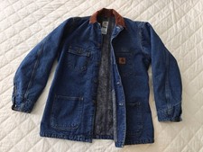 VTG Carhartt C59 Denim Chore Coat M Blanket Lined USA Distressed 90s Work Jacket