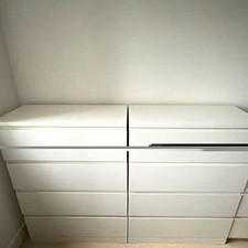 White Solid Chest of Drawers 8 Drawer 80x50x120cm Freestanding Adults