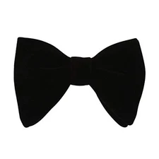 Mens Oversized Velvet Bow Tie Solid Color Formal Tuxedo Pre-Tied Big Black