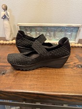Bernie Mev Lulia Black Wedge Slip on Closed Toe Sandal 8-8.5 US EUR 39 Woven